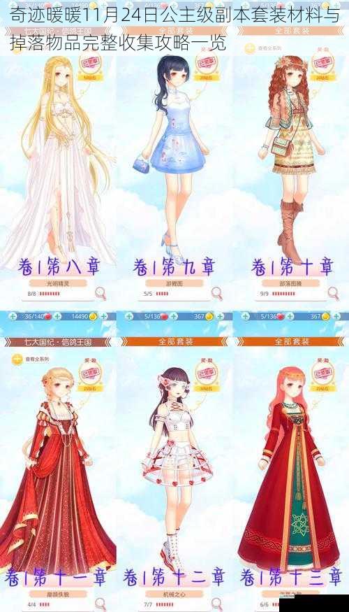 奇迹暖暖11月24日公主级副本套装材料与掉落物品完整收集攻略一览