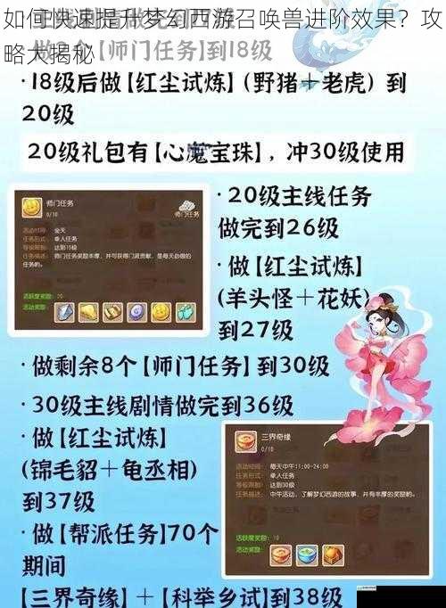如何快速提升梦幻西游召唤兽进阶效果？攻略大揭秘