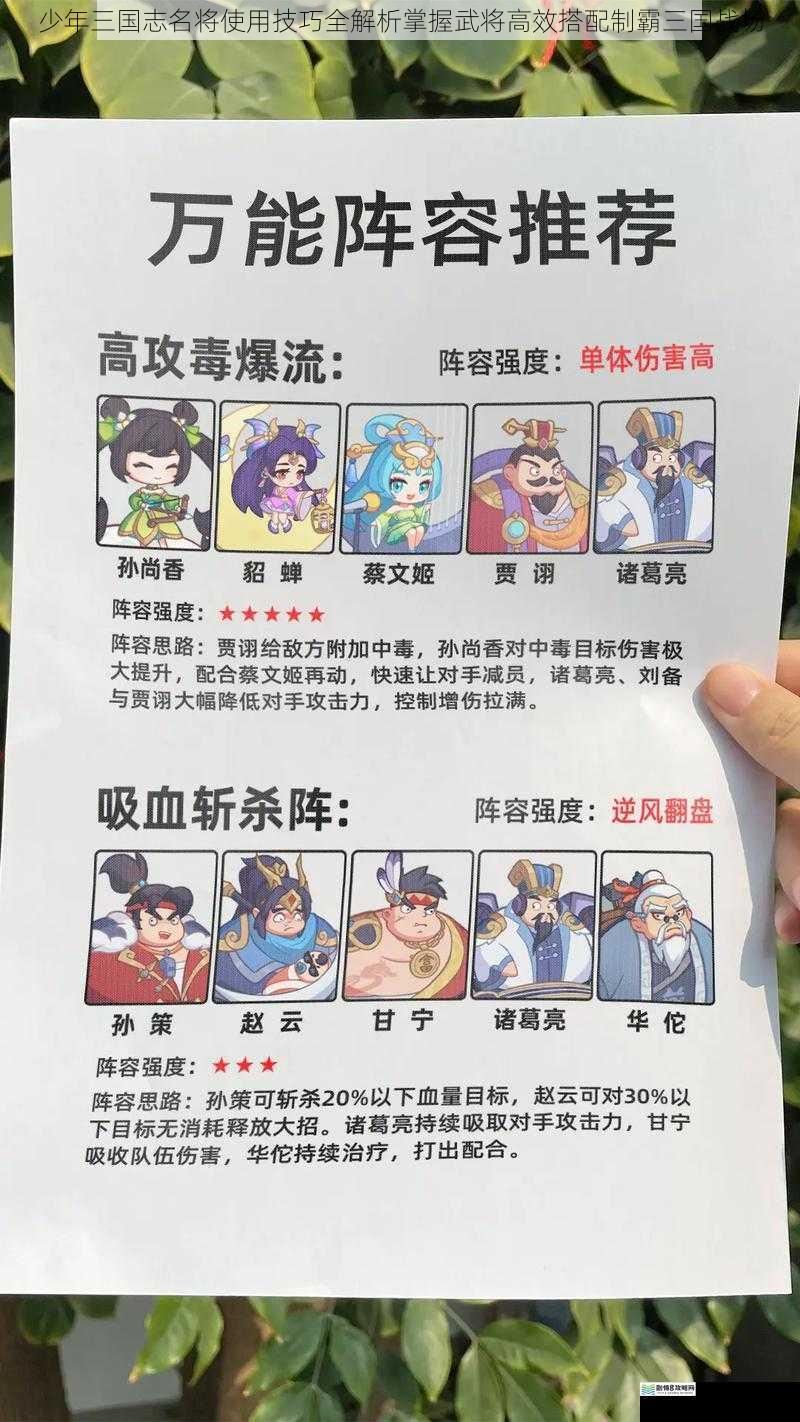 少年三国志名将使用技巧全解析掌握武将高效搭配制霸三国战场