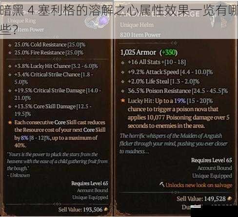 暗黑 4 塞利格的溶解之心属性效果一览有哪些？