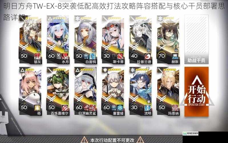 明日方舟TW-EX-8突袭低配高效打法攻略阵容搭配与核心干员部署思路详解
