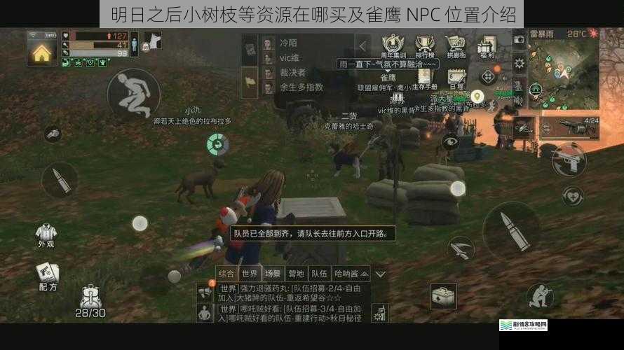 明日之后小树枝等资源在哪买及雀鹰 NPC 位置介绍