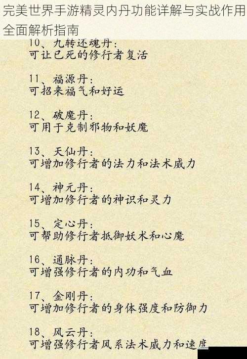 完美世界手游精灵内丹功能详解与实战作用全面解析指南