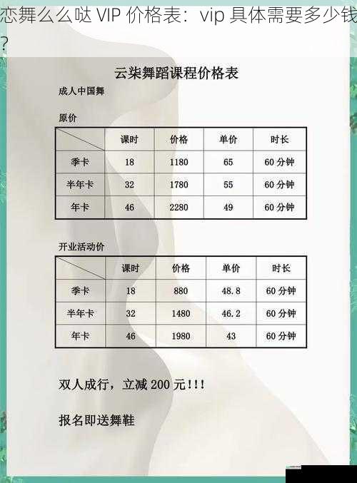 恋舞么么哒 VIP 价格表：vip 具体需要多少钱？