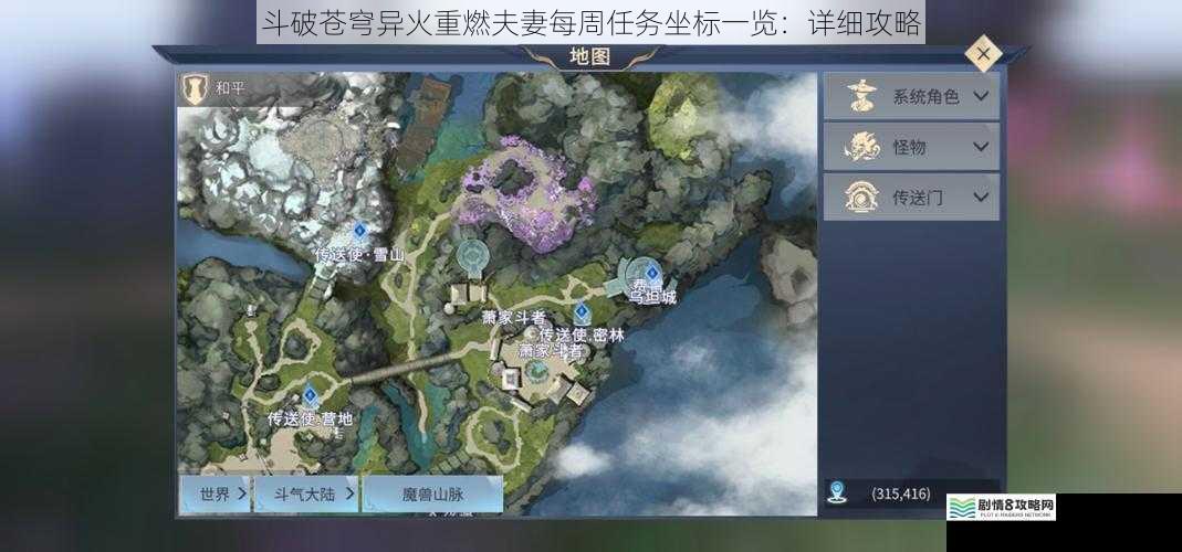 斗破苍穹异火重燃夫妻每周任务坐标一览：详细攻略