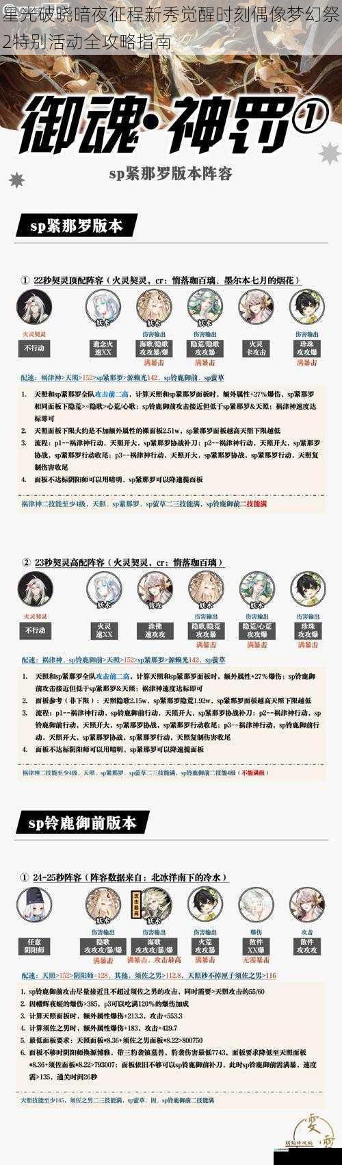 星光破晓暗夜征程新秀觉醒时刻偶像梦幻祭2特别活动全攻略指南