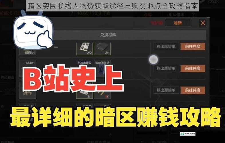 暗区突围联络人物资获取途径与购买地点全攻略指南