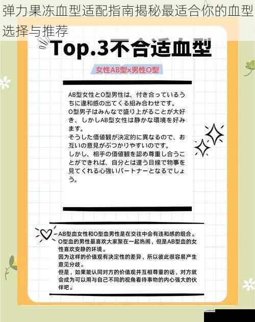 弹力果冻血型适配指南揭秘最适合你的血型选择与推荐