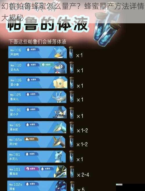 幻兽帕鲁蜂蜜怎么量产？蜂蜜量产方法详情大揭秘